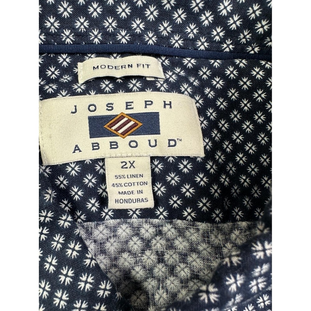 Joseph Abboud Men's Modern Fit Button Down Shirt 2X 55%Linen 45%cotton Pattern